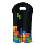 Colorful Brick Puzzle Video Game Print Double Neoprene Wine Tote