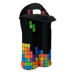 Colorful Brick Puzzle Video Game Print Double Neoprene Wine Tote