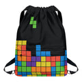 Colorful Brick Puzzle Video Game Print Drawstring Backpack