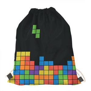 Colorful Brick Puzzle Video Game Print Drawstring Bag