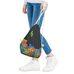 Colorful Brick Puzzle Video Game Print Drawstring Bag
