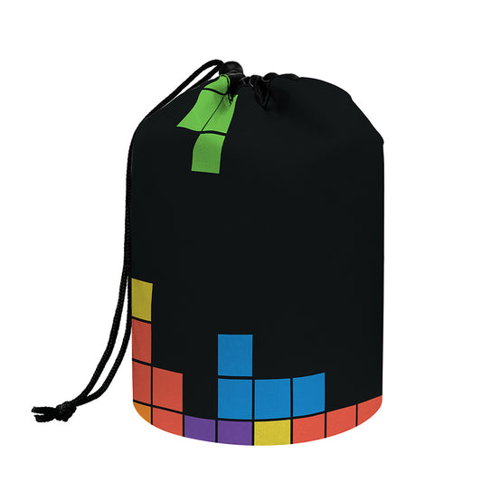 Colorful Brick Puzzle Video Game Print Drawstring Makeup Bag