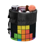 Colorful Brick Puzzle Video Game Print Drawstring Makeup Bag
