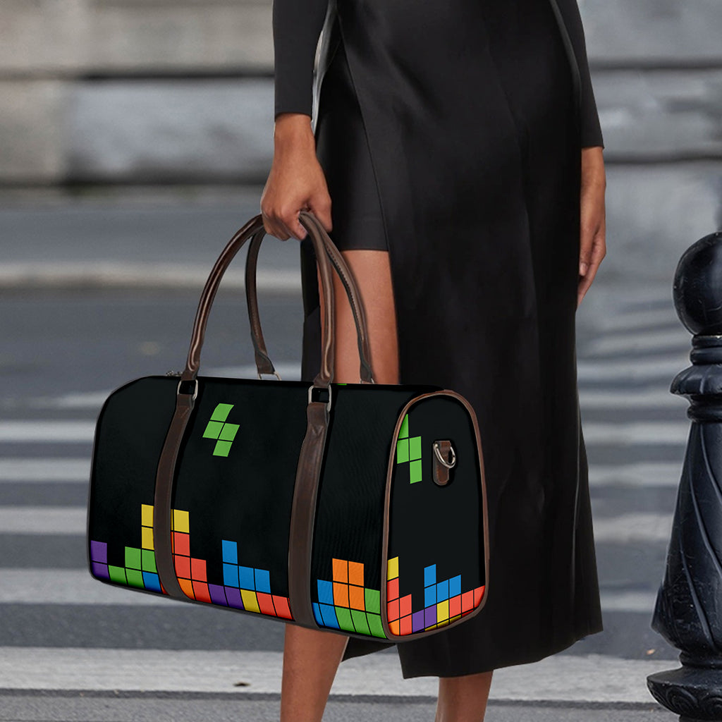 Colorful Brick Puzzle Video Game Print Duffle Bag