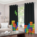 Colorful Brick Puzzle Video Game Print Extra Wide Grommet Curtains