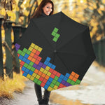 Colorful Brick Puzzle Video Game Print Foldable Umbrella