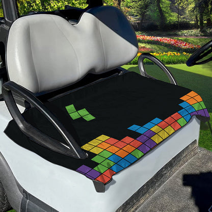 Colorful Brick Puzzle Video Game Print Golf Cart Seat Cover