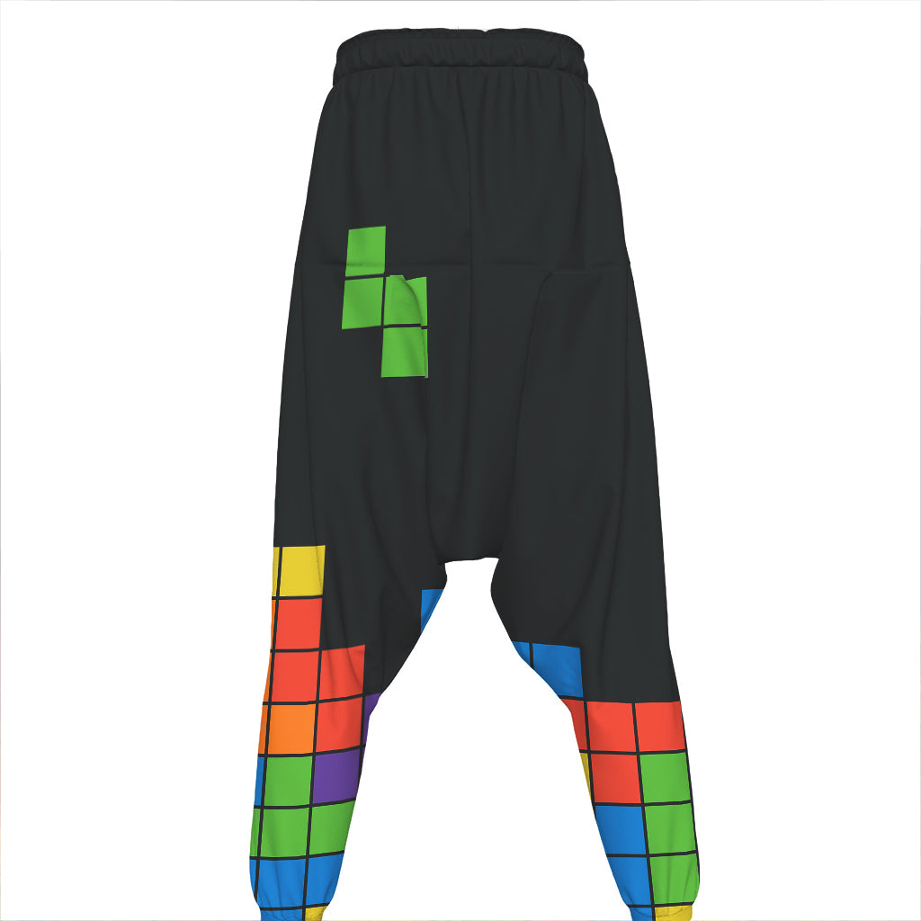 Colorful Brick Puzzle Video Game Print Hammer Pants