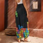 Colorful Brick Puzzle Video Game Print Harem Pants