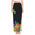 Colorful Brick Puzzle Video Game Print High Slit Maxi Skirt