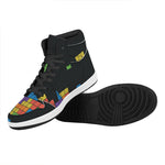Colorful Brick Puzzle Video Game Print High Top Leather Sneakers