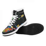 Colorful Brick Puzzle Video Game Print High Top Leather Sneakers