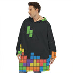 Colorful Brick Puzzle Video Game Print Hoodie Blanket