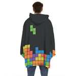 Colorful Brick Puzzle Video Game Print Hoodie Blanket