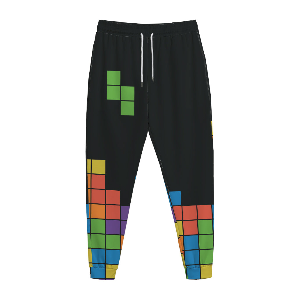Colorful Brick Puzzle Video Game Print Jogger Pants