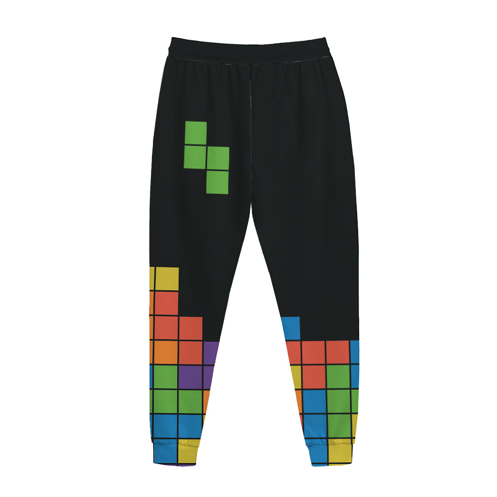 Colorful Brick Puzzle Video Game Print Jogger Pants