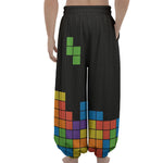 Colorful Brick Puzzle Video Game Print Lantern Pants