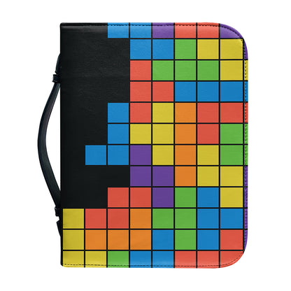 Colorful Brick Puzzle Video Game Print Leather Bible Cover