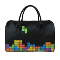 Colorful Brick Puzzle Video Game Print Leather Duffel Bag