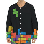 Colorful Brick Puzzle Video Game Print Long Sleeve Baseball Jersey