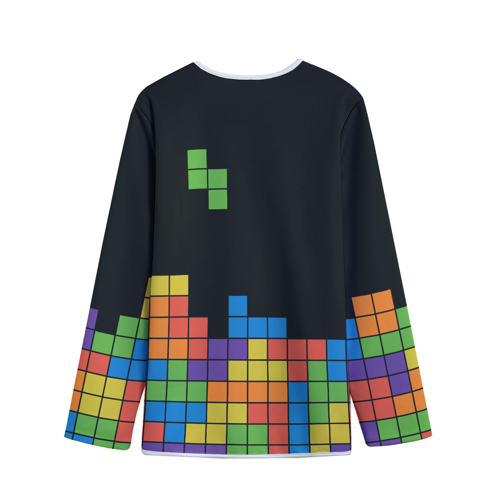 Colorful Brick Puzzle Video Game Print Long Sleeve Short Coat