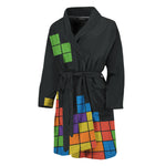 Colorful Brick Puzzle Video Game Print Men's Bathrobe