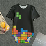 Colorful Brick Puzzle Video Game Print Men's Bodysuit