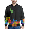 Colorful Brick Puzzle Video Game Print Men's Bomber Jacket