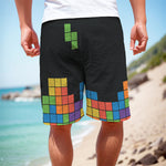 Colorful Brick Puzzle Video Game Print Men's Cargo Shorts