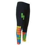 Colorful Brick Puzzle Video Game Print Men's Compression Pants
