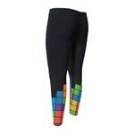 Colorful Brick Puzzle Video Game Print Men's Compression Pants