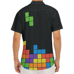 Colorful Brick Puzzle Video Game Print Men's Deep V-Neck Shirt