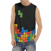 Colorful Brick Puzzle Video Game Print Men's Fitness Tank Top