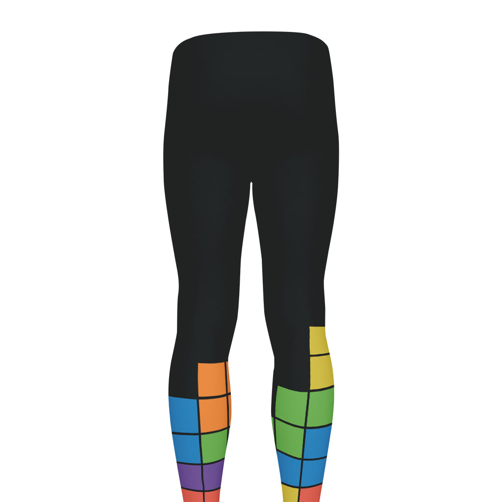 Colorful Brick Puzzle Video Game Print Men's leggings