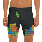 Colorful Brick Puzzle Video Game Print Men's Long Boxer Briefs