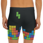 Colorful Brick Puzzle Video Game Print Men's Long Boxer Briefs