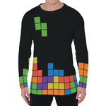 Colorful Brick Puzzle Video Game Print Men's Long Sleeve T-Shirt