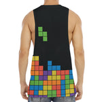Colorful Brick Puzzle Video Game Print Men's Muscle Tank Top