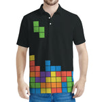 Colorful Brick Puzzle Video Game Print Men's Polo Shirt