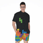 Colorful Brick Puzzle Video Game Print Men's Rompers