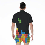 Colorful Brick Puzzle Video Game Print Men's Rompers
