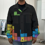 Colorful Brick Puzzle Video Game Print Men's Shirt Jacket