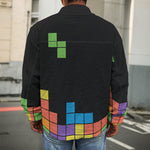 Colorful Brick Puzzle Video Game Print Men's Shirt Jacket