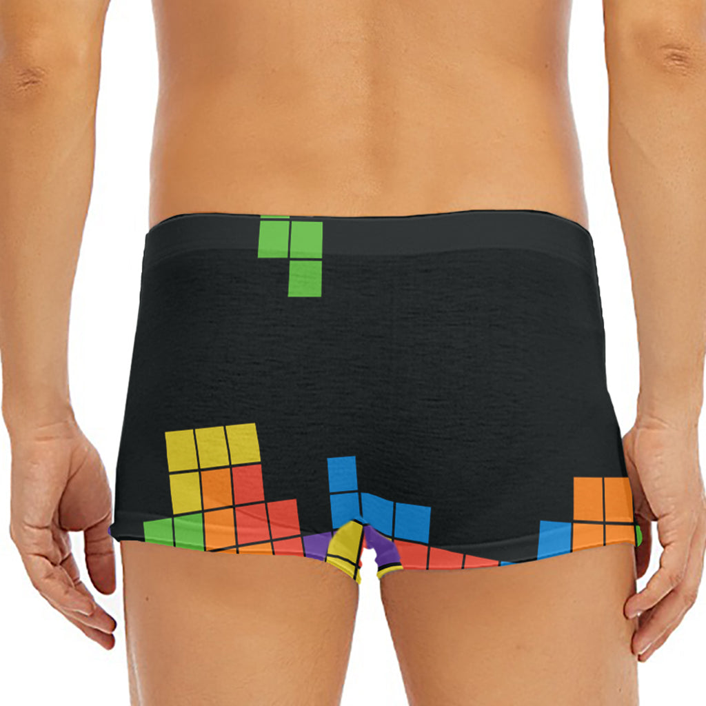 Colorful Brick Puzzle Video Game Print Men's Short Boxer Briefs