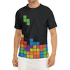 Colorful Brick Puzzle Video Game Print Men's Short Sleeve Rash Guard