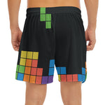 Colorful Brick Puzzle Video Game Print Men's Split Running Shorts