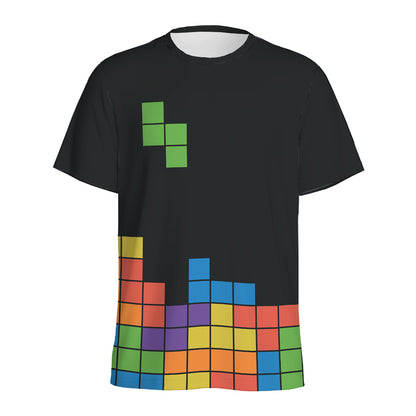 Colorful Brick Puzzle Video Game Print Men's Sports T-Shirt