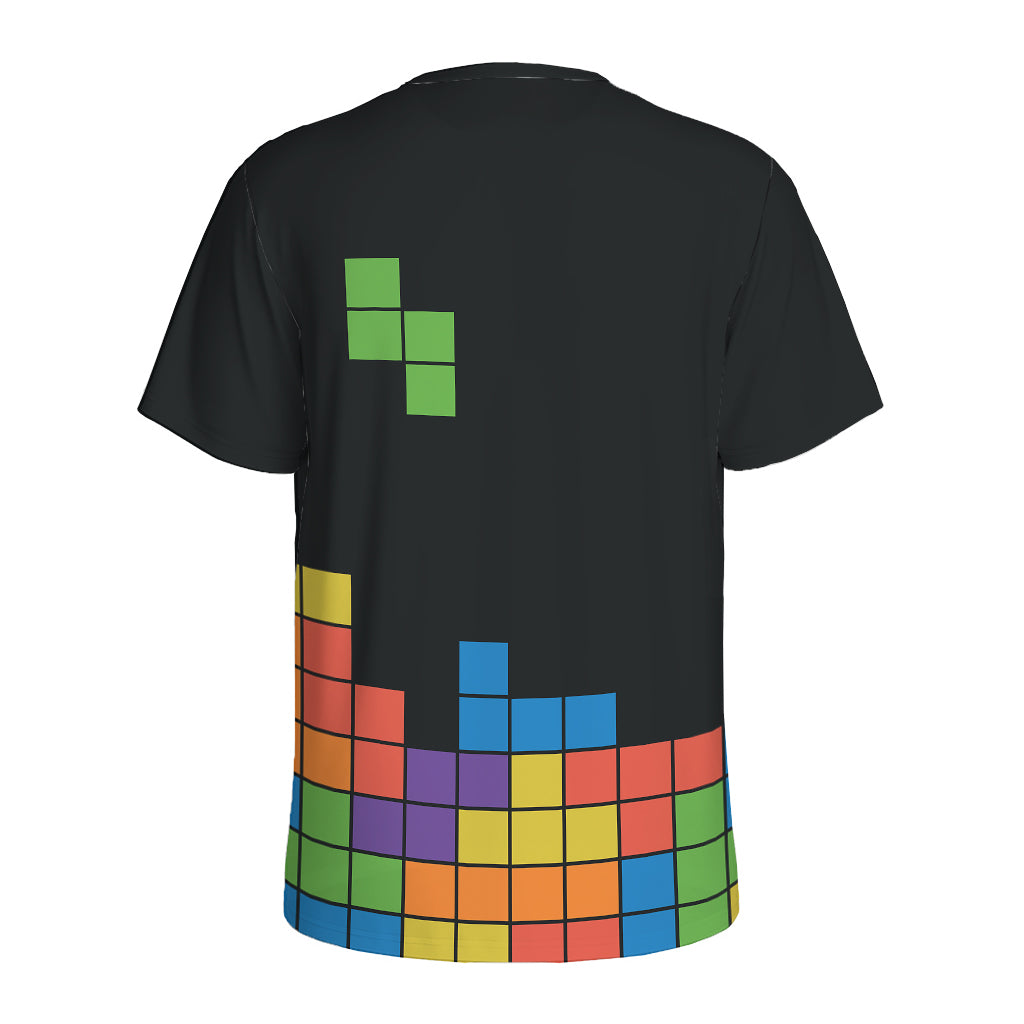 Colorful Brick Puzzle Video Game Print Men's Sports T-Shirt