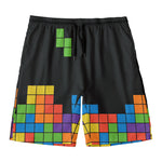 Colorful Brick Puzzle Video Game Print Men's Swim Trunks