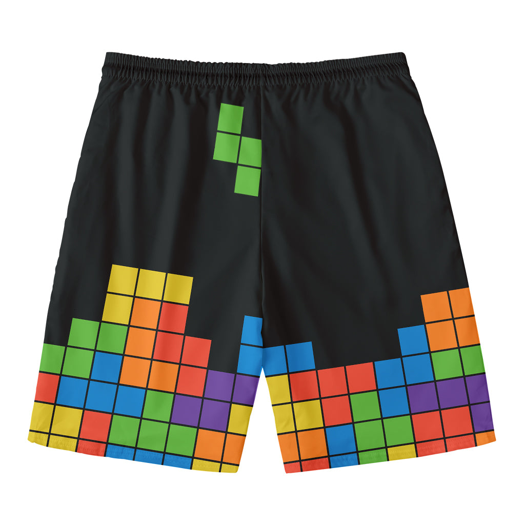 Colorful Brick Puzzle Video Game Print Men's Swim Trunks